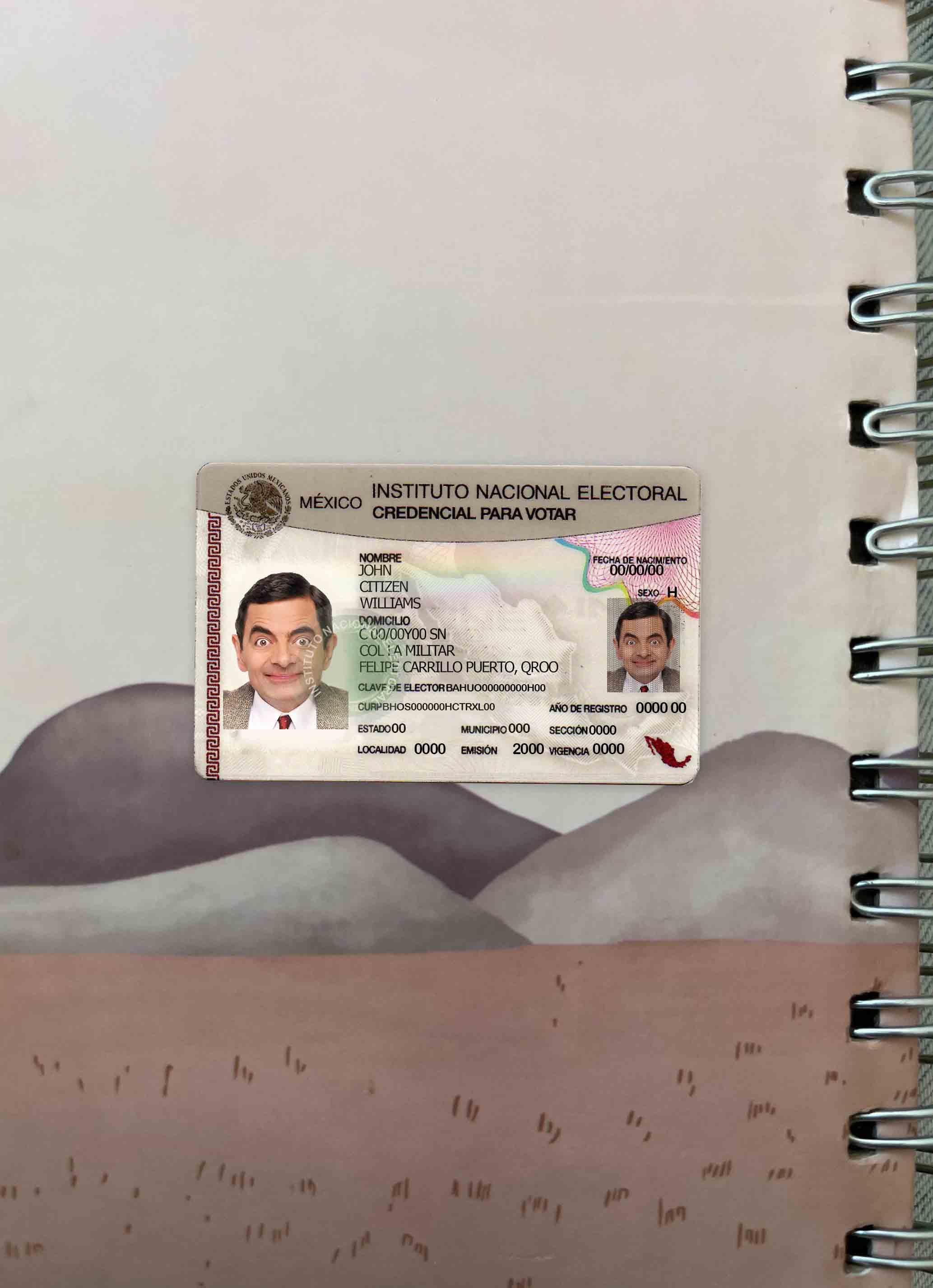 Download Mexico instituto nacional (version 2) photolook FRONT Photoshop template